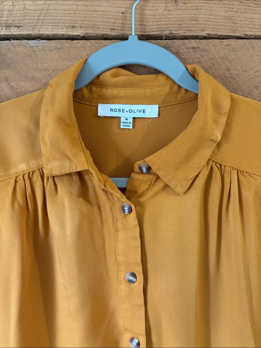Rose & Olive Golden Mustard Short-Sleeve Button-Front Top